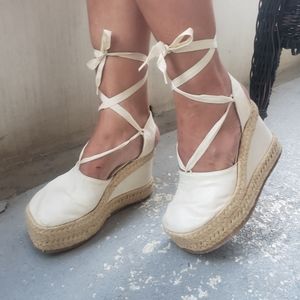 Aldo made in spain 90s y2k chunky espadrille platform wedge sandal square toe 8